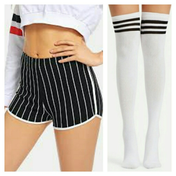 Accessories - Striped Shorts/Thigh High Varsity Socks